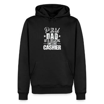 I'm a proud Dad of a freaking awesome Cashier - Männer Premium Bio Hoodie - Schwarz - Vorne - Nico (187cm)