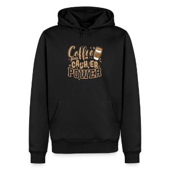 Coffee gives me Cashier Power Verkäufer - Männer Premium Bio Hoodie - Schwarz - Vorne - Nico (187cm)