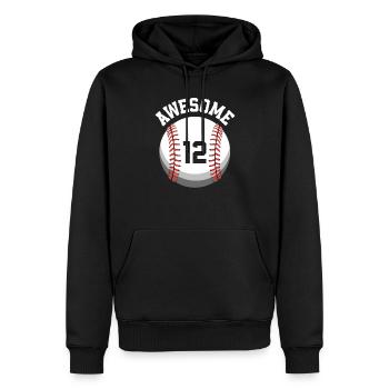 Kinder Geburtstag 12. Geburtstag Baseballparty - Männer Premium Bio Hoodie - Schwarz - Vorne - Nico (187cm)