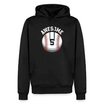 Kinder Geburtstag 5. Geburtstag Baseballparty - Männer Premium Bio Hoodie - Schwarz - Vorne - Nico (187cm)