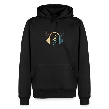 Casque, clef, musique, musique, son - Sweat à capuche Premium bio Homme - noir - Devant - Nico (187cm)
