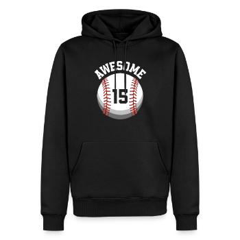 Fête de baseball du 15e anniversaire des enfants - Sweat à capuche Premium bio Homme - noir - Devant - Nico (187cm)