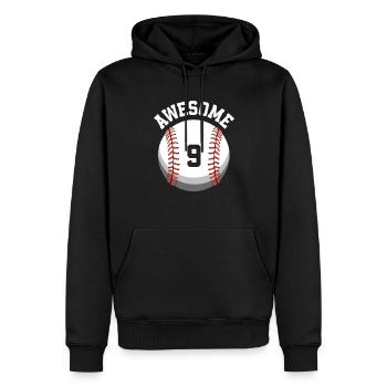 Kinder Geburtstag 9. Geburtstag Baseballparty - Männer Premium Bio Hoodie - Schwarz - Vorne - Nico (187cm)