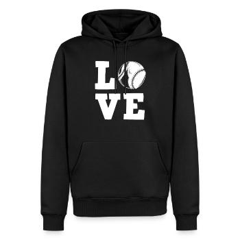 Lustiger Baseball - Männer Premium Bio Hoodie - Schwarz - Vorne - Nico (187cm)