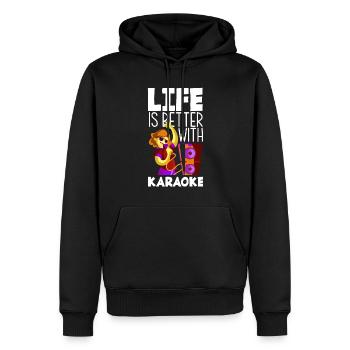Chanteur de karaoké Chanteur de karaoké Musique - Sweat à capuche Premium bio Homme - noir - Devant - Nico (187cm)