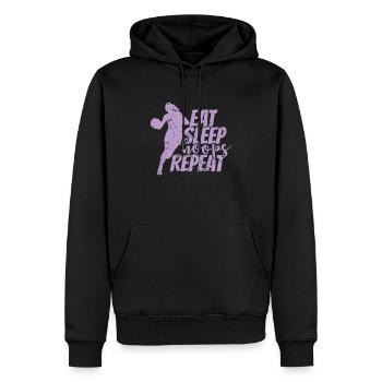 Eat Sleep hoops Repeat Basketball Women - Men’s Premium Organic Hoodie - black - Front - Nico (187cm)