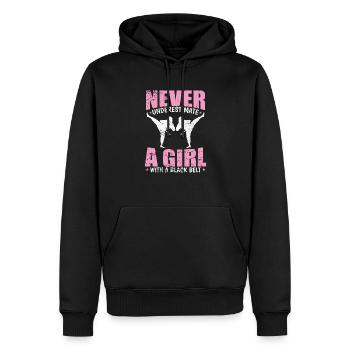 Never underestimate a Black Belt Girl Taekwondo - Männer Premium Bio Hoodie - Schwarz - Vorne - Nico (187cm)