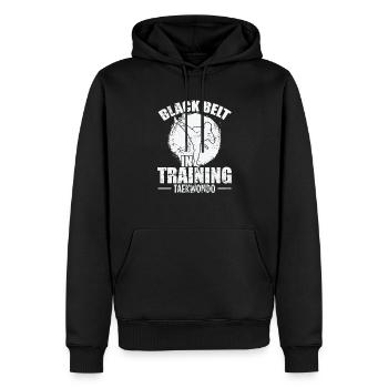 Black Belt in Training Taekwondo Training - Männer Premium Bio Hoodie - Schwarz - Vorne - Nico (187cm)