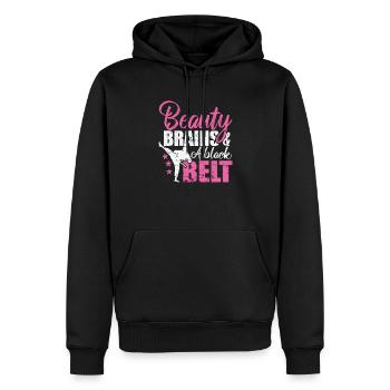 Beauty Brains and a Black Belt Taekwondo - Männer Premium Bio Hoodie - Schwarz - Vorne - Nico (187cm)