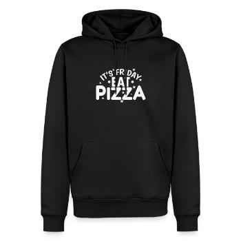 C’est vendredi Mangez de la pizza, du salami et du fromage - Sweat à capuche Premium bio Homme - noir - Devant - Nico (187cm)