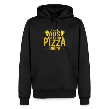 Je veux des abdos mais je veux plus de pizza - Sweat à capuche Premium bio Homme - noir - Devant - Nico (187cm)