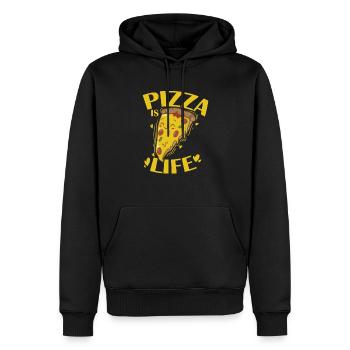 La pizza, c’est la vie italienne - Sweat à capuche Premium bio Homme - noir - Devant - Nico (187cm)