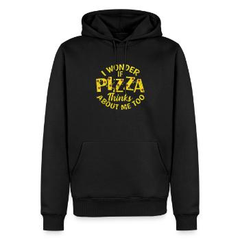 I wonder if Pizza thinks about me too - Männer Premium Bio Hoodie - Schwarz - Vorne - Nico (187cm)