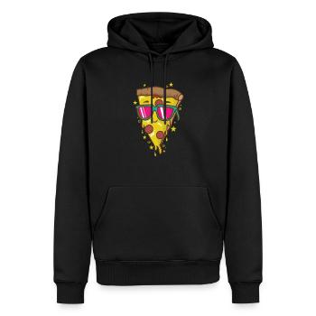 Tranche de pizza avec lunettes de soleil - Sweat à capuche Premium bio Homme - noir - Devant - Nico (187cm)