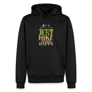 Just Hike and be Happy Outdoor Hobby - Männer Premium Bio Hoodie - Schwarz - Vorne - Nico (187cm)