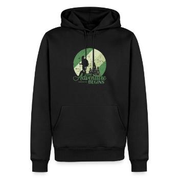 L’aventure commence Randonnée Nature - Sweat à capuche Premium bio Homme - noir - Devant - Nico (187cm)