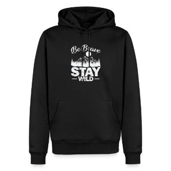 Be Brave Stay Wild Wandern Natur - Männer Premium Bio Hoodie - Schwarz - Vorne - Nico (187cm)