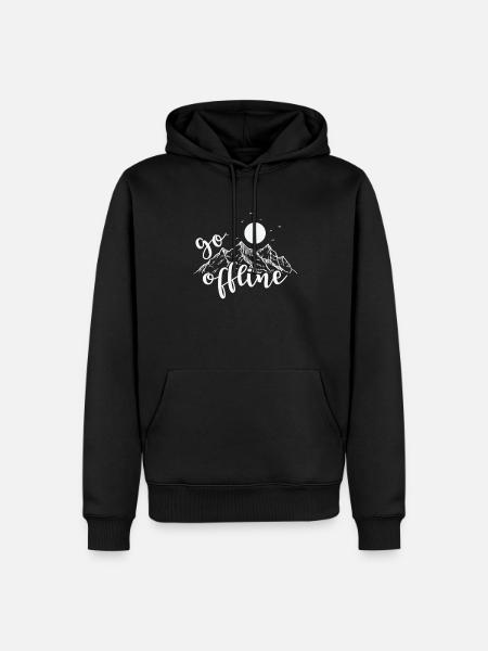 Go Offline Hiking Nature - Men’s Premium Organic Hoodie - black