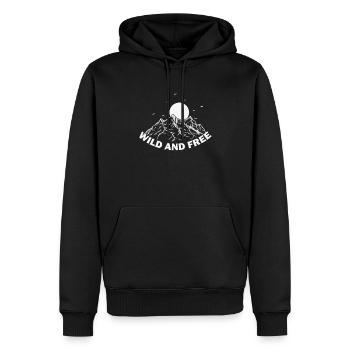 Randonnée sauvage et libre nature - Sweat à capuche Premium bio Homme - noir - Devant - Nico (187cm)