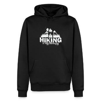 Hiking is my Therapy Natur - Men’s Premium Organic Hoodie - black - Front - Nico (187cm)