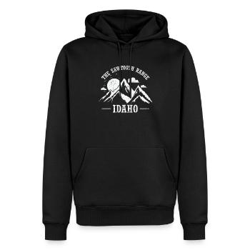The Sawtooth Range, Idaho, États-Unis - Sweat à capuche Premium bio Homme - noir - Devant - Nico (187cm)