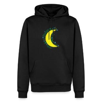 Mond Blumen unendlicher Nachthimmel - Männer Premium Bio Hoodie - Schwarz - Vorne - Nico (187cm)