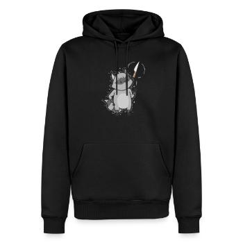 Lavable au couteau omnivore - Sweat à capuche Premium bio Homme - noir - Devant - Nico (187cm)