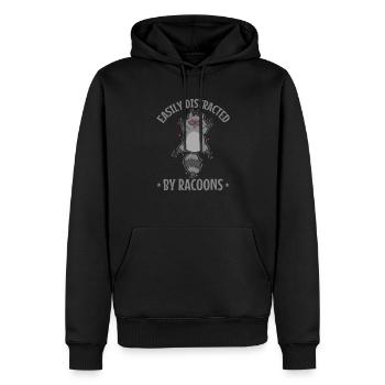 Facilement distrait par les ratons laveurs Kleintier - Sweat à capuche Premium bio Homme - noir - Devant - Nico (187cm)
