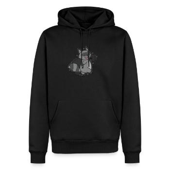 Lavable avec sac poubelle omnivore nocturne - Sweat à capuche Premium bio Homme - noir - Devant - Nico (187cm)