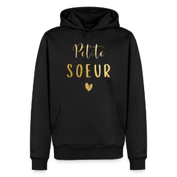 Petite sœur - Sweat à capuche Premium bio Homme - noir - Devant - Nico (187cm)