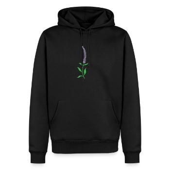 Herbe, Lavande, Plante, Fleur - Sweat à capuche Premium bio Homme - noir - Devant - Nico (187cm)