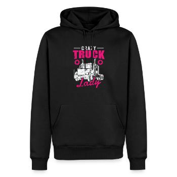 Crazy Truck Lady Occupation Transport longue distance - Sweat à capuche Premium bio Homme - noir - Devant - Nico (187cm)