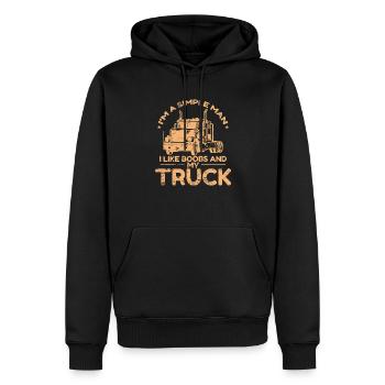 Je suis un homme simple et mon camion - Sweat à capuche Premium bio Homme - noir - Devant - Nico (187cm)