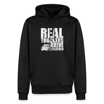 De vrais camionneurs conduisent des remorques à plateau - Sweat à capuche Premium bio Homme - noir - Devant - Nico (187cm)