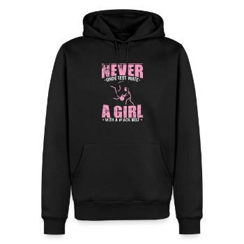 Never underestimate a Black Belt Girl Aikido - Männer Premium Bio Hoodie - Schwarz - Vorne - Nico (187cm)