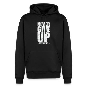 Never Give Up Aikido Training Kampfkunst - Männer Premium Bio Hoodie - Schwarz - Vorne - Nico (187cm)