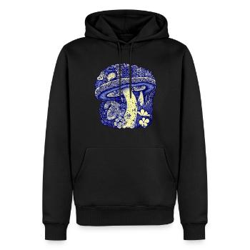 Fleuri champignon bleu Nature amant Floral - Sweat à capuche Premium bio Homme - noir - Devant - Nico (187cm)