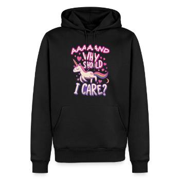 Einhorn, warum sollte ich mich für lustige Kinder interessieren? - Männer Premium Bio Hoodie - Schwarz - Vorne - Nico (187cm)