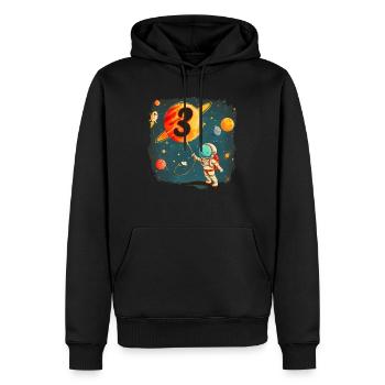Astronaut Junge 3. Geburtstag Buntes Universum - Männer Premium Bio Hoodie - Schwarz - Vorne - Nico (187cm)