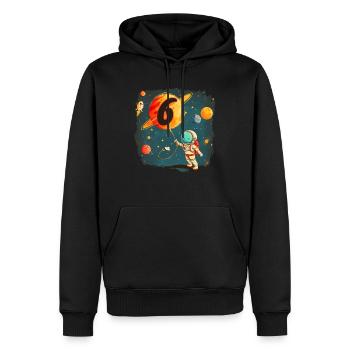 Astronaute Garçon 6e Anniversaire Univers Coloré - Sweat à capuche Premium bio Homme - noir - Devant - Nico (187cm)