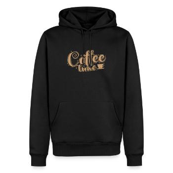 Coffee Time Pause - Männer Premium Bio Hoodie - Schwarz - Vorne - Nico (187cm)