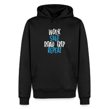 Sauvegarde du travail Road Trip Repeat Travel Adventure - Sweat à capuche Premium bio Homme - noir - Devant - Nico (187cm)