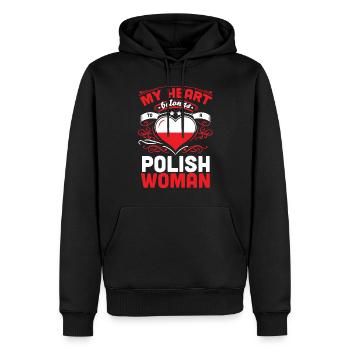 Mon cœur appartient à une femme polonaise amour Saint-Valentin - Sweat à capuche Premium bio Homme - noir - Devant - Nico (187cm)