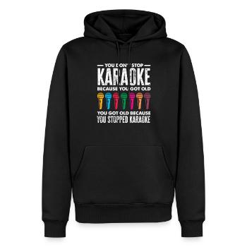 Chanteur de karaoké Chanteur de karaoké Musique - Sweat à capuche Premium bio Homme - noir - Devant - Nico (187cm)