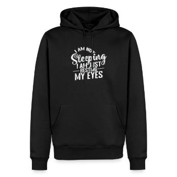 Je ne dors pas, je ne fais que reposer mes yeux - Sweat à capuche Premium bio Homme - noir - Devant - Nico (187cm)
