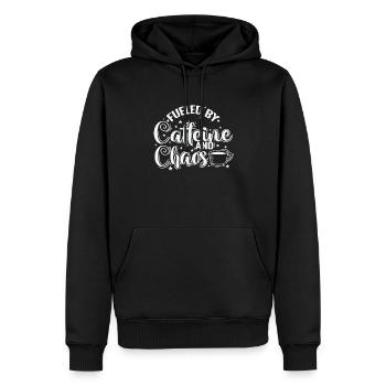 Alimenté par la caféine et le chaos Coffee Café - Sweat à capuche Premium bio Homme - noir - Devant - Nico (187cm)