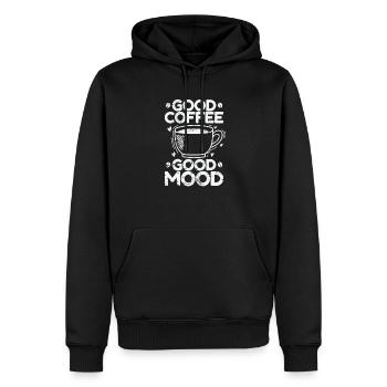Good Coffee Good Mood Breakfast - Men’s Premium Organic Hoodie - black - Front - Nico (187cm)