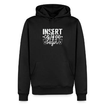 Insert Coffee to begin Caffeine Flavor - Men’s Premium Organic Hoodie - black - Front - Nico (187cm)