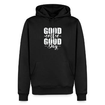 Good Coffee good Day Koffein - Männer Premium Bio Hoodie - Schwarz - Vorne - Nico (187cm)