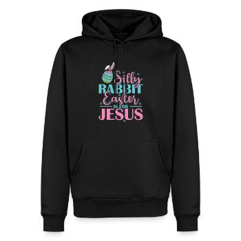 Silly Rabbit Easter is for Jesus Holiday - Men’s Premium Organic Hoodie - black - Front - Nico (187cm)